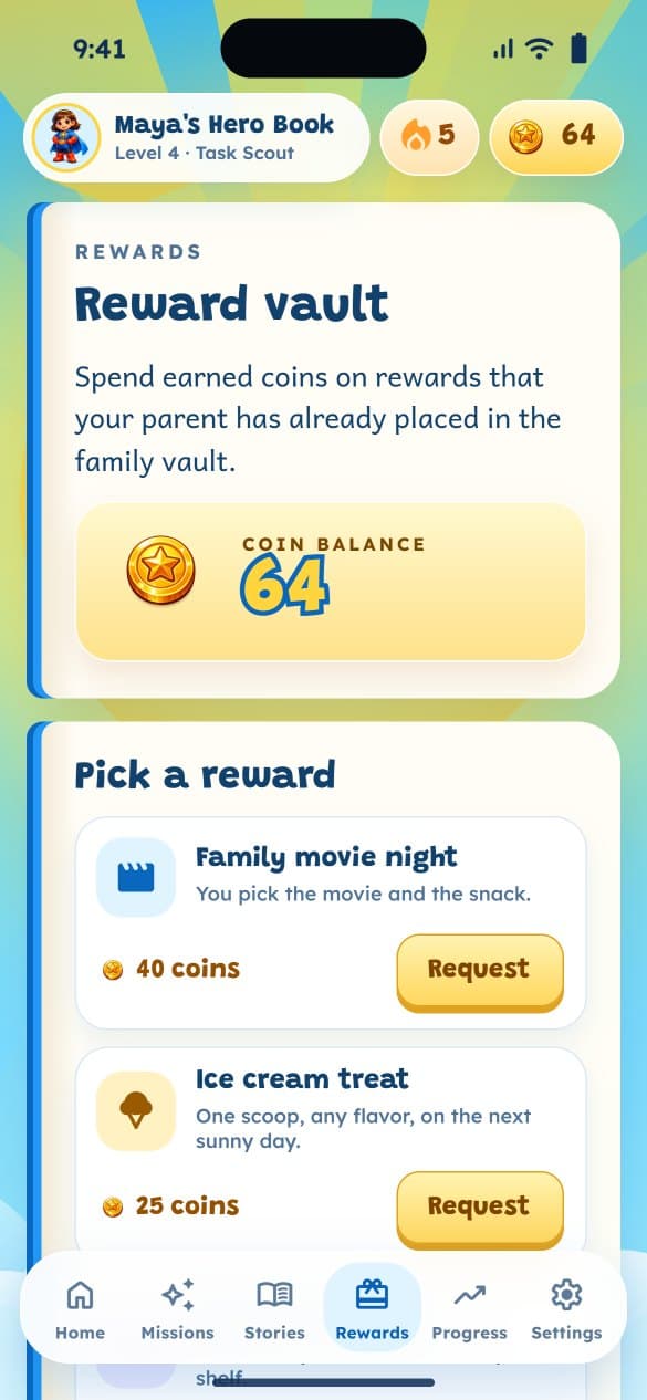 Reward vault screen